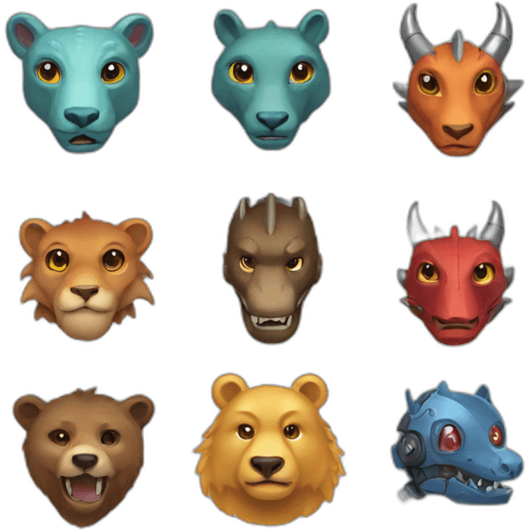 Dragon, bear, robot  emoji