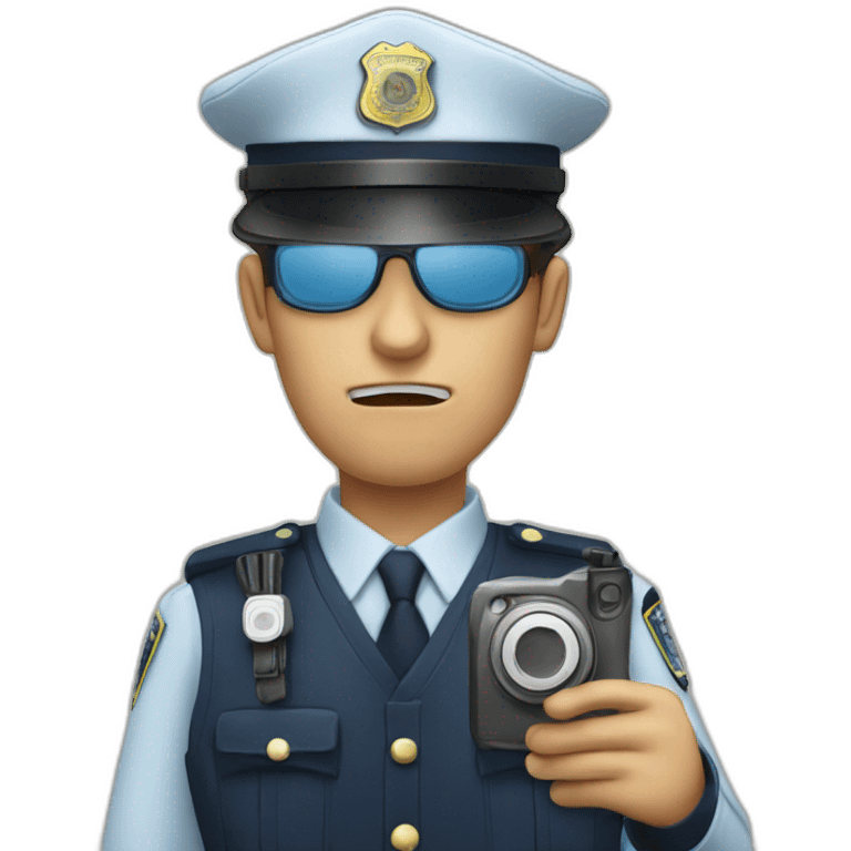 a blind policemen taking pictures of a crime emoji