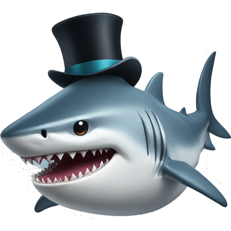 Shark with a top hat emoji