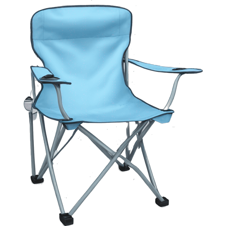 Realistic light blue camping folding chair isolated.  emoji