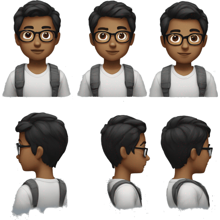 nerdy short black hair kid with glasses emoji