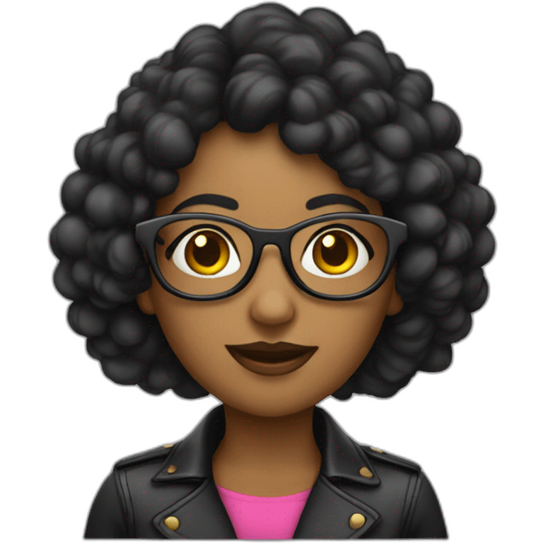 mujer bonita pelo negro con lentes emoji