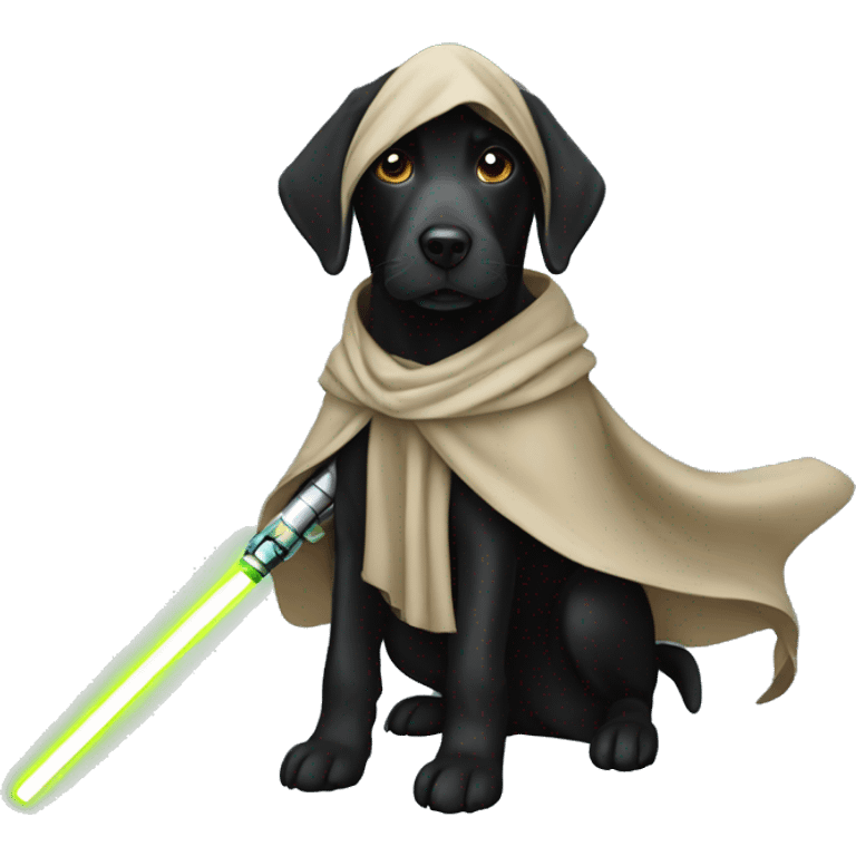 Black lab dressed as a Jedi  emoji