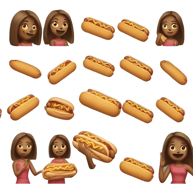 A girl holding a hotdog emoji