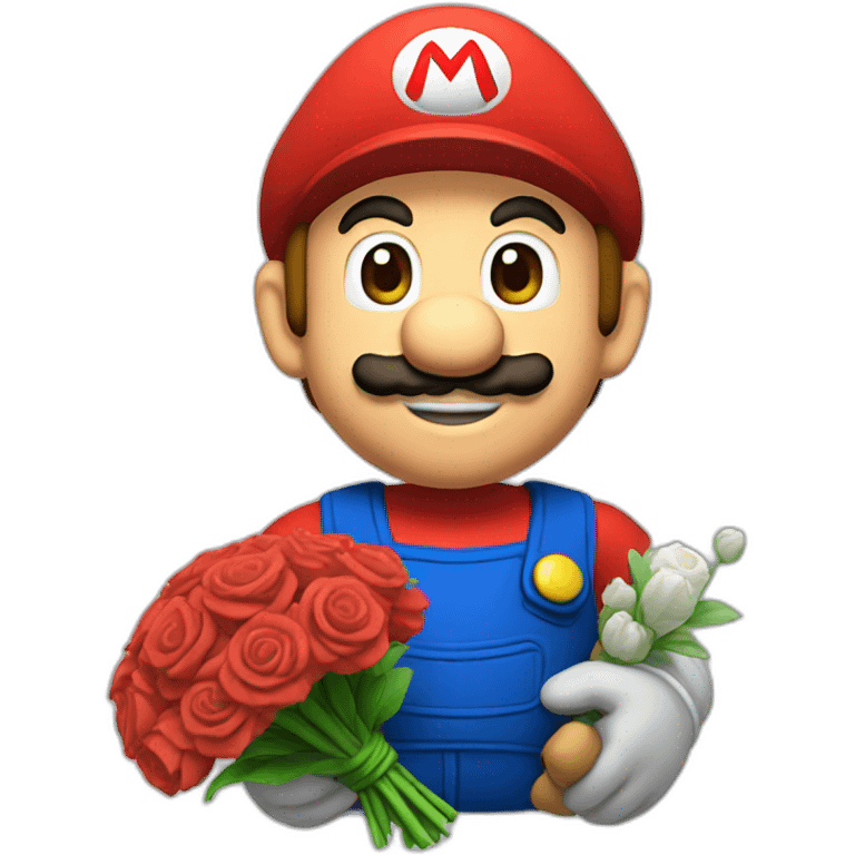 mario with a bouquet emoji