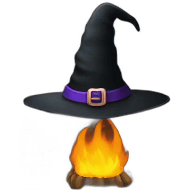 A witch's hat on a fireplace emoji