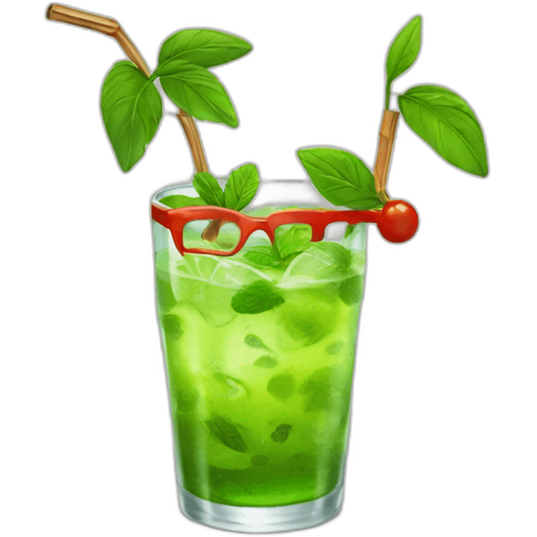 pinocchio with glasses drinking mojito emoji