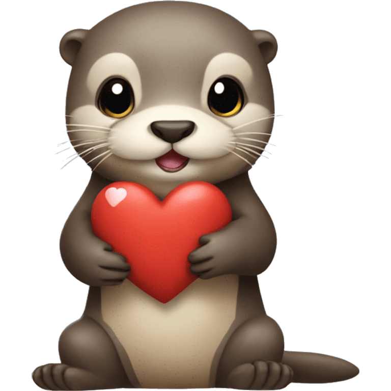 Otter holding heart emoji