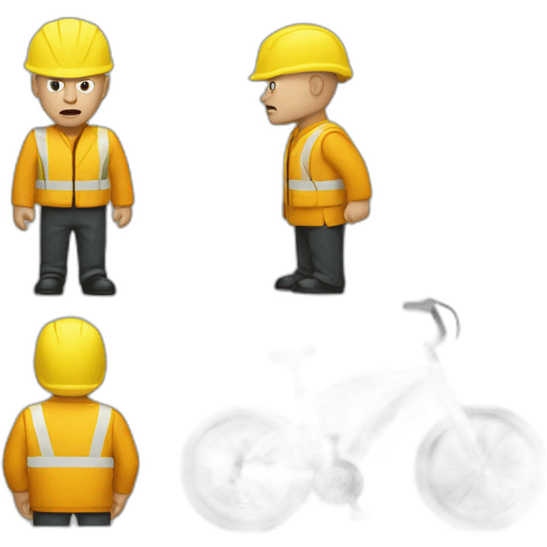 a white bald man angry with a yellow safety vest and a yellow bicycle helmet emoji