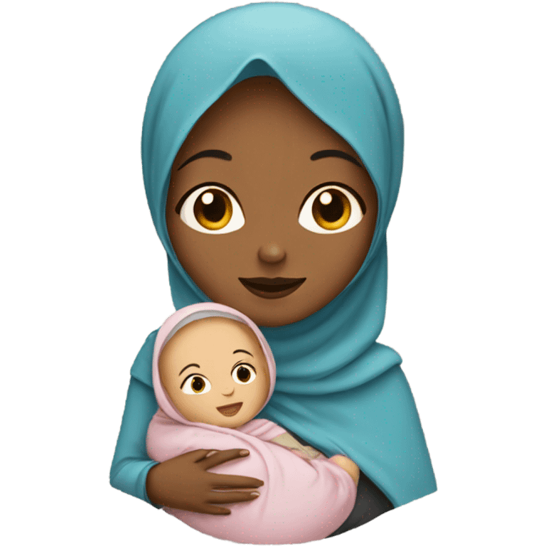 Woman with hijab holding baby  emoji