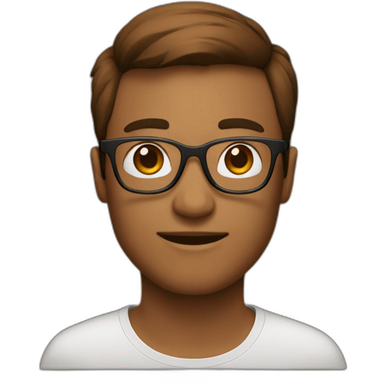 tech person, brown hear, glasses emoji