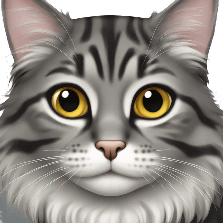 domestic long haired black and grey tabby cat emoji