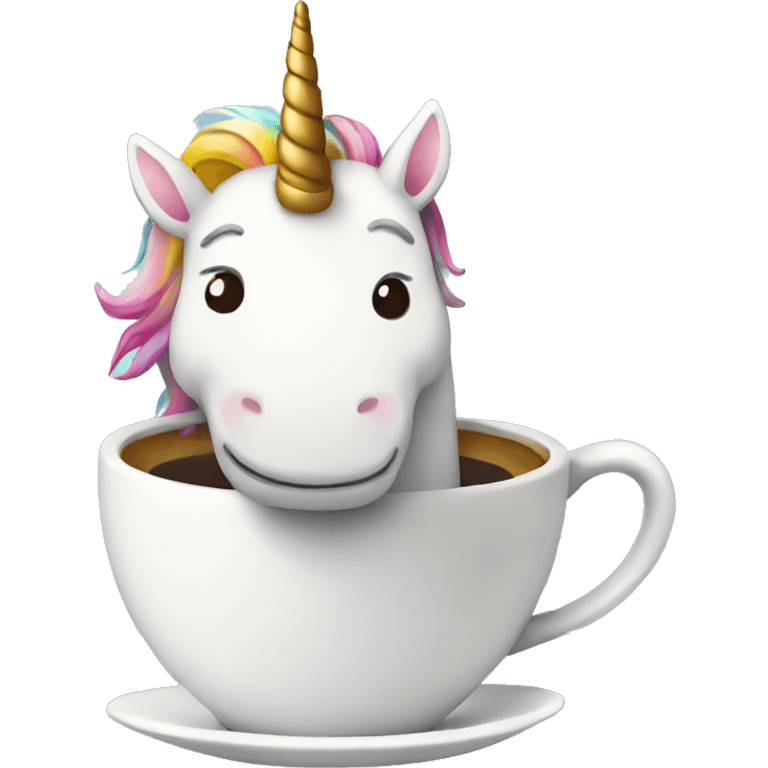 Smiling unicorn drinking coffee emoji