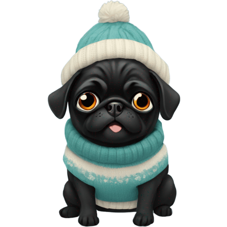 Black pug weather sweater emoji