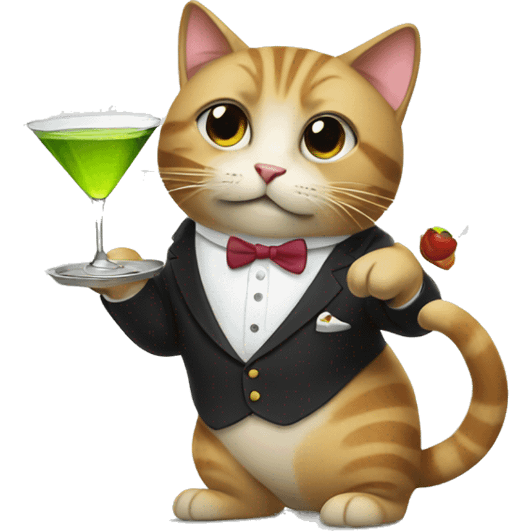 Cat holding a martini emoji