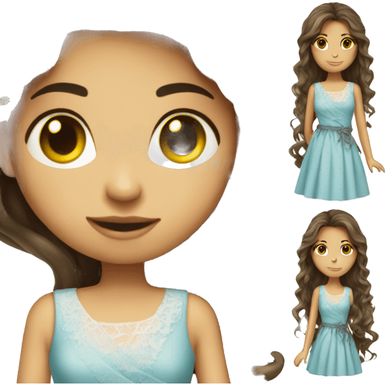 Brunette  girl long hair fashion designer sewing a dress emoji