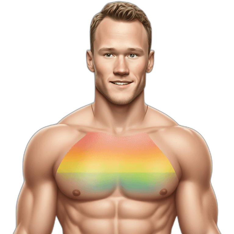 Jonathan Toews as a beach body; rainbow theme emoji