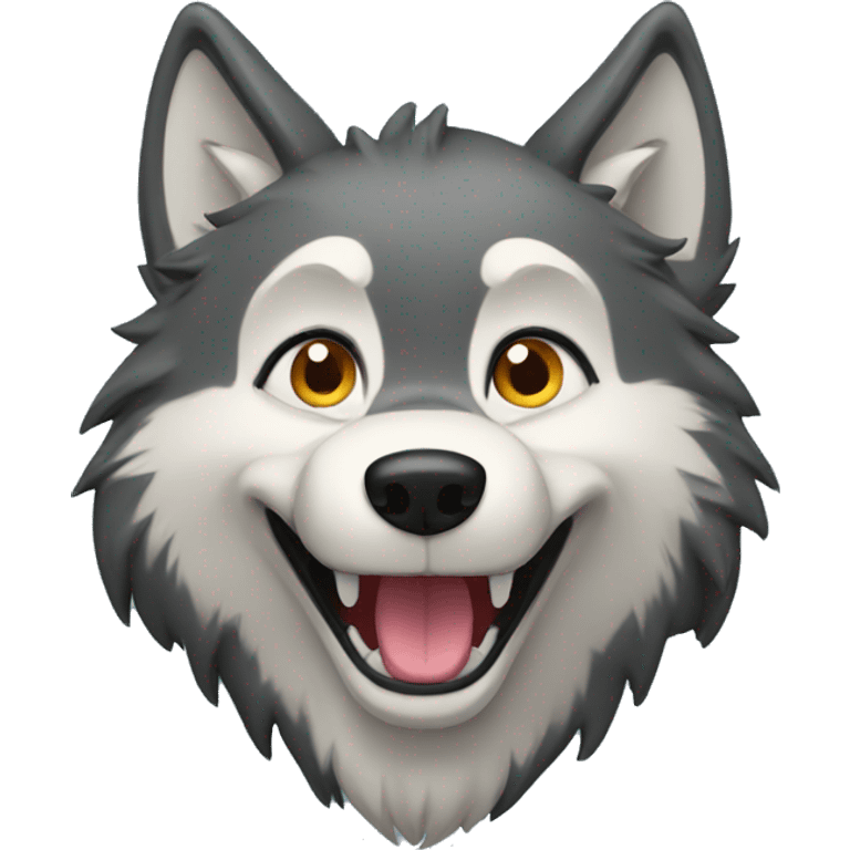 Happy wolf, animated emoji