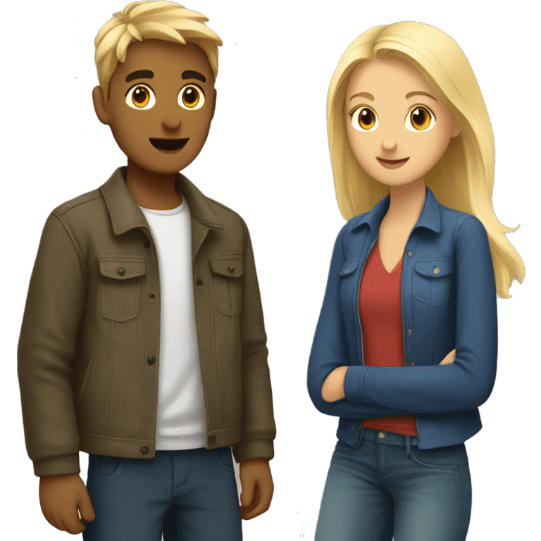 a couple of two young people : a nepali (the men) and a french girl (blonde) emoji