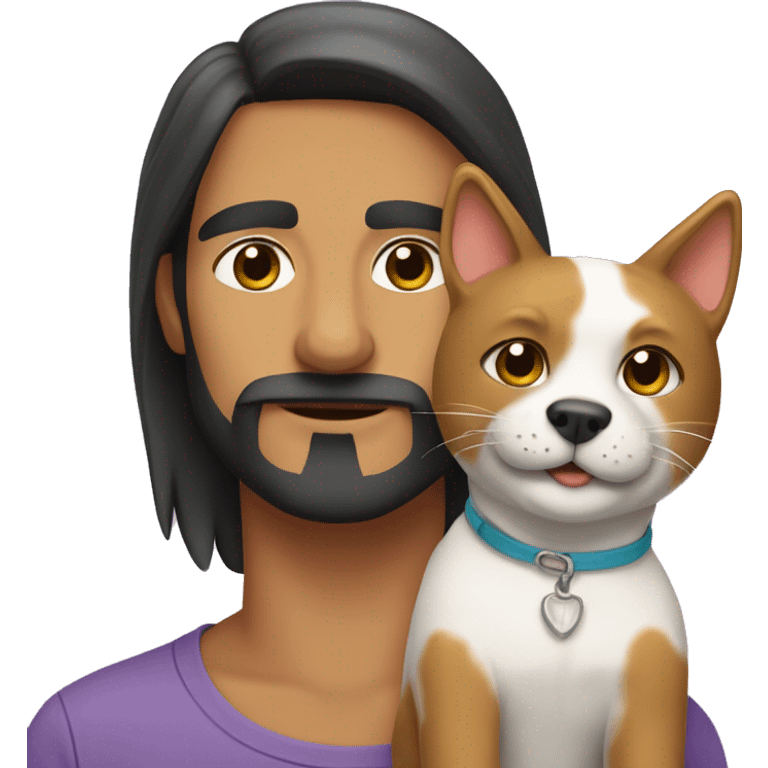 Perro peleandose con un gato emoji