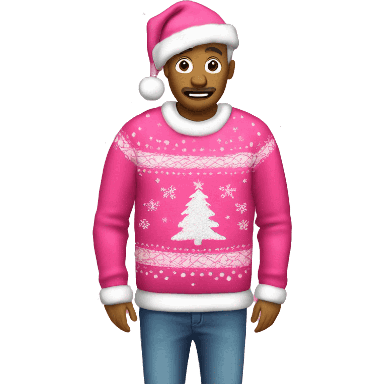 Realistic pink ugly Christmas sweater isolated full body single emoji