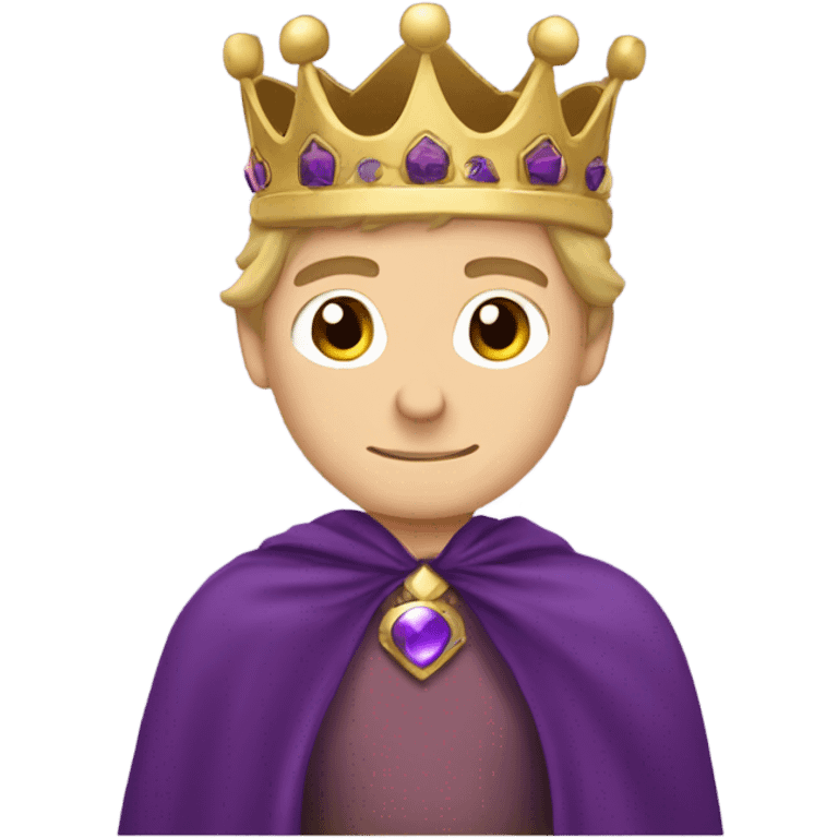 Caucasian prince with a purple cape and a crown emoji