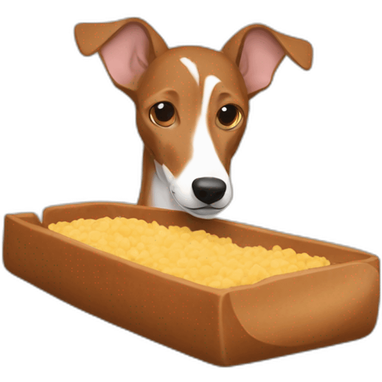 brown podenco eating dog meal emoji