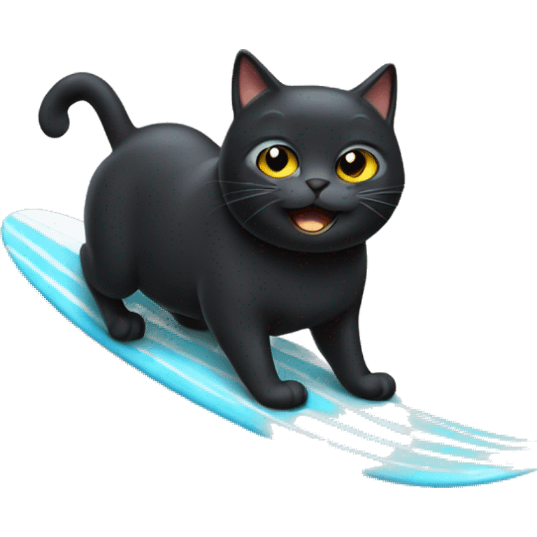 fat black cat surfing emoji