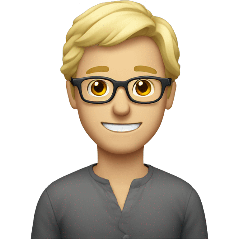 homme blond lunettes grise qui sourit emoji