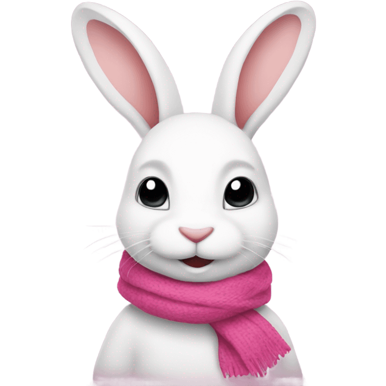 white rabbit with a pink scarf emoji