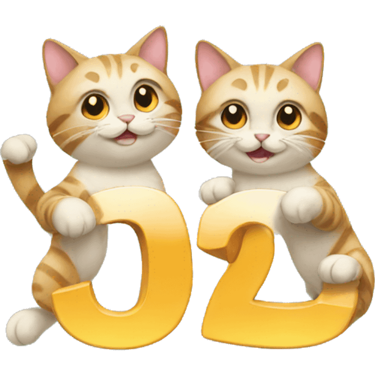 two cats holding up the number thirteen emoji