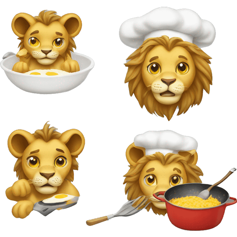 lion cooking scramble egg emoji