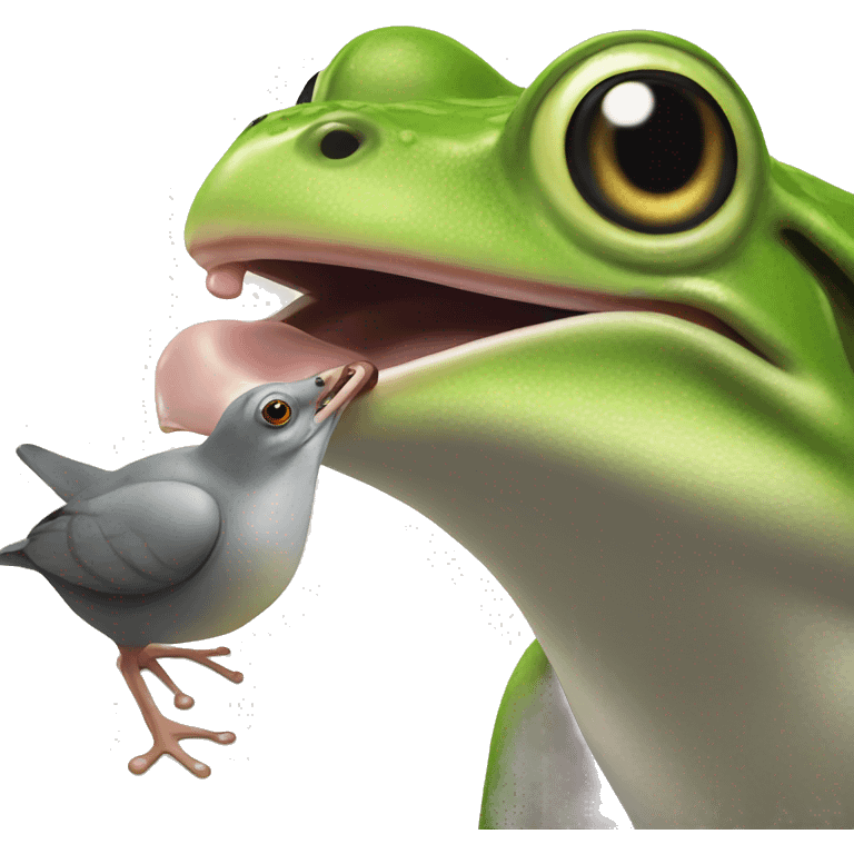 A frog eating a pidgeon emoji