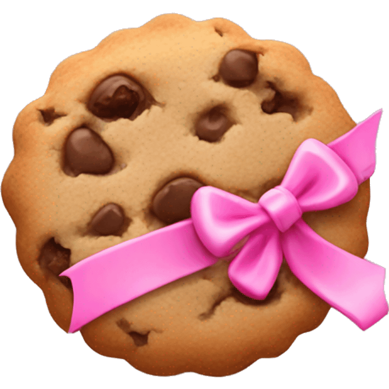 crumble cookie with a cute pink ribbon emoji