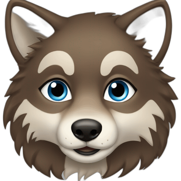 Brown female wolf blue eyes  emoji