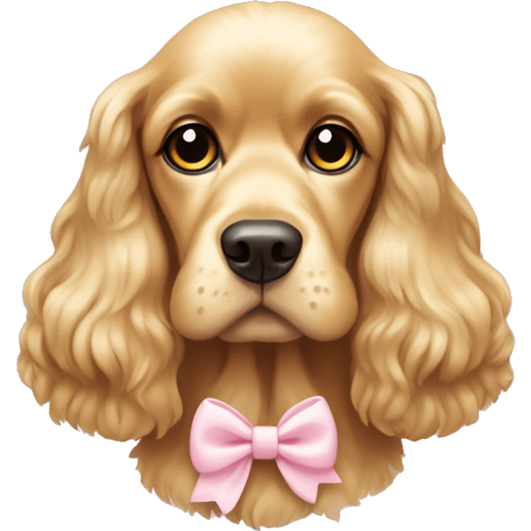 Yellow cocker spaniel dog with pale pink bow emoji