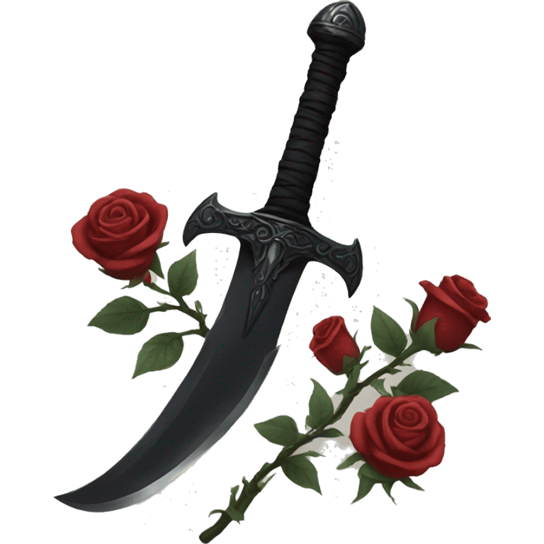 black sword with black roses emoji