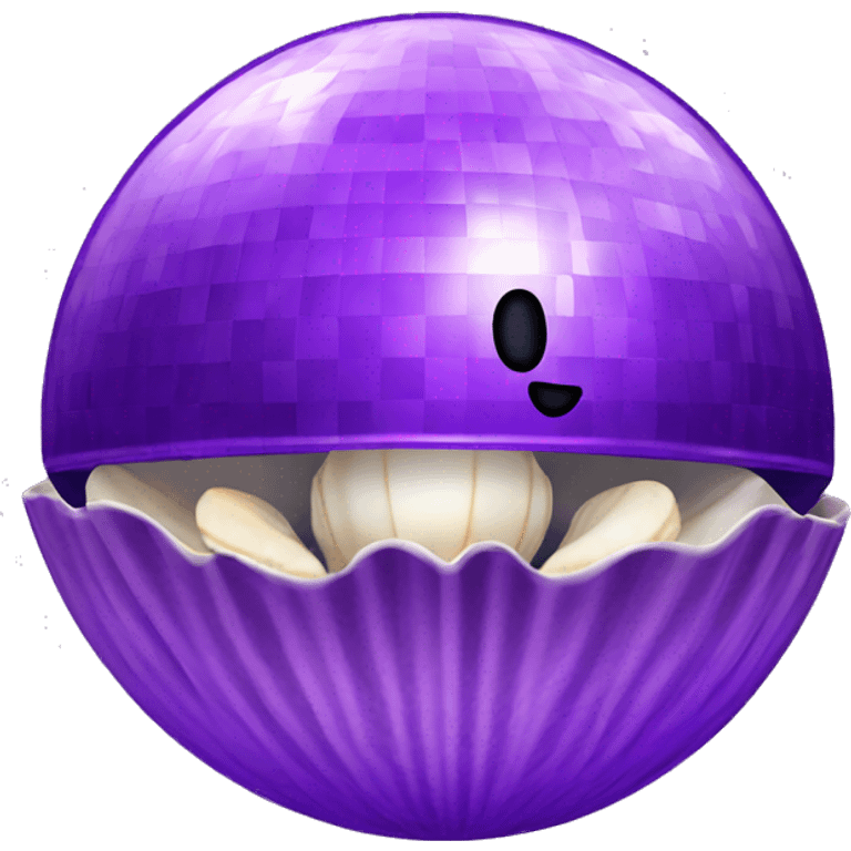 purple disco ball with clam shell emoji