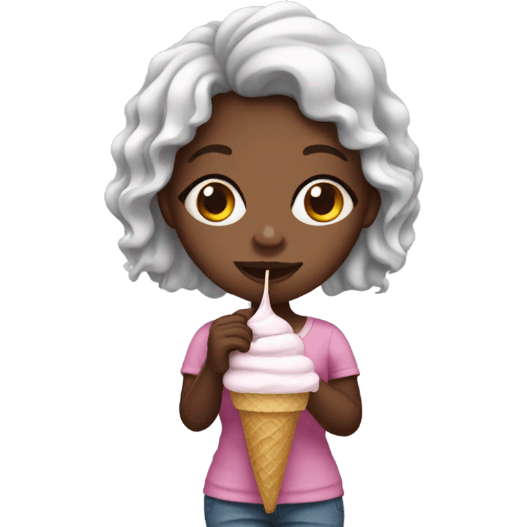 Black girl with ice cream emoji