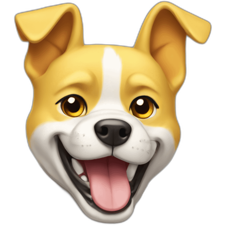 yellow and white dog with muscles and thumbs up showing the whole body emoji