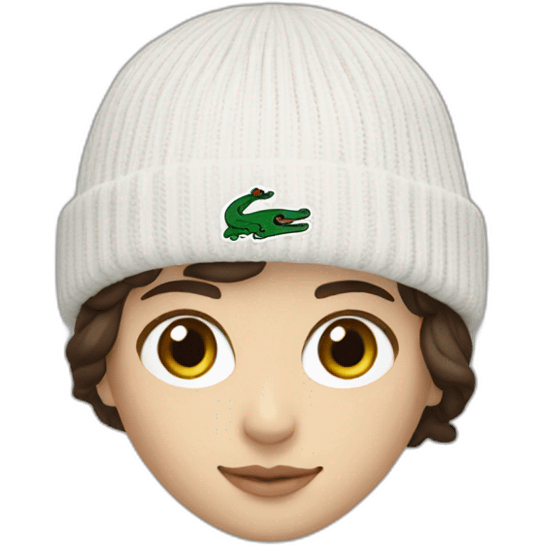 Brunette lacoste beanie with lacoste emoji