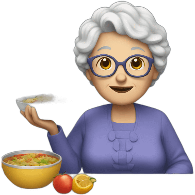 Granny with dinner emoji