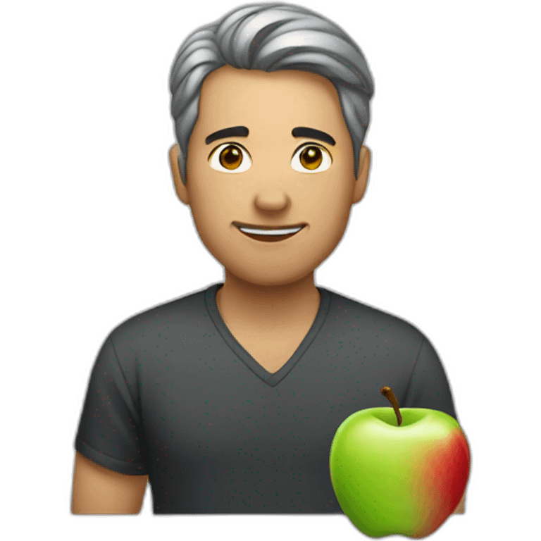 man with apple emoji