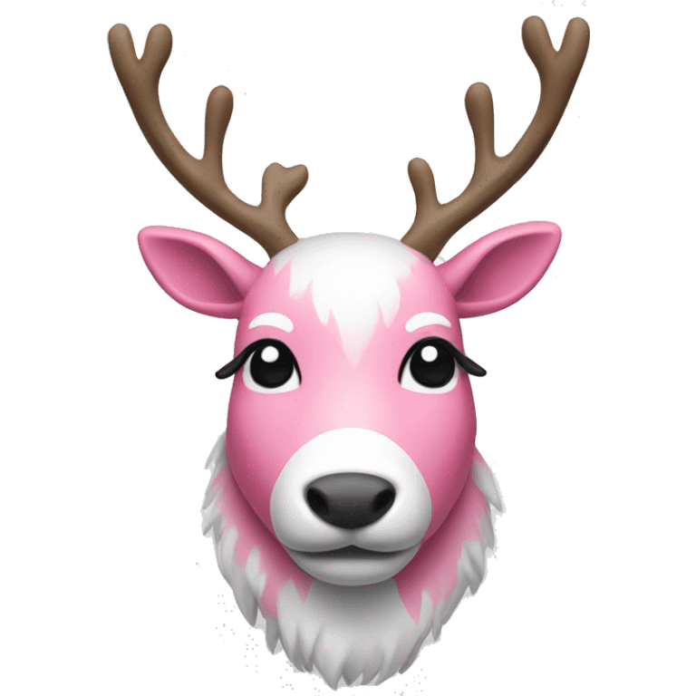 Pink and white reindeer  emoji