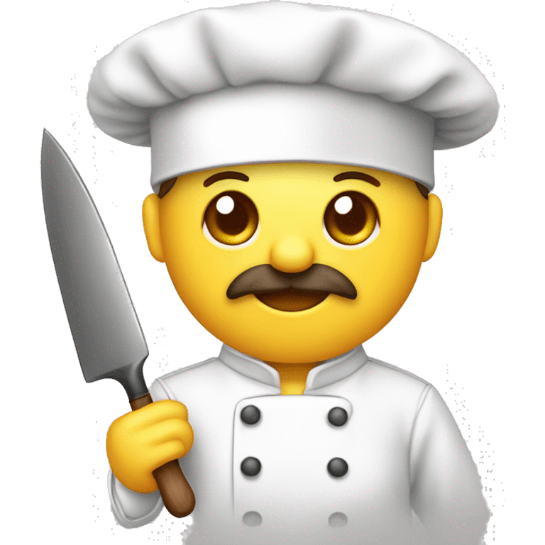 Gorro blanco de chef con cuchillo, tenedor y cuchara emoji