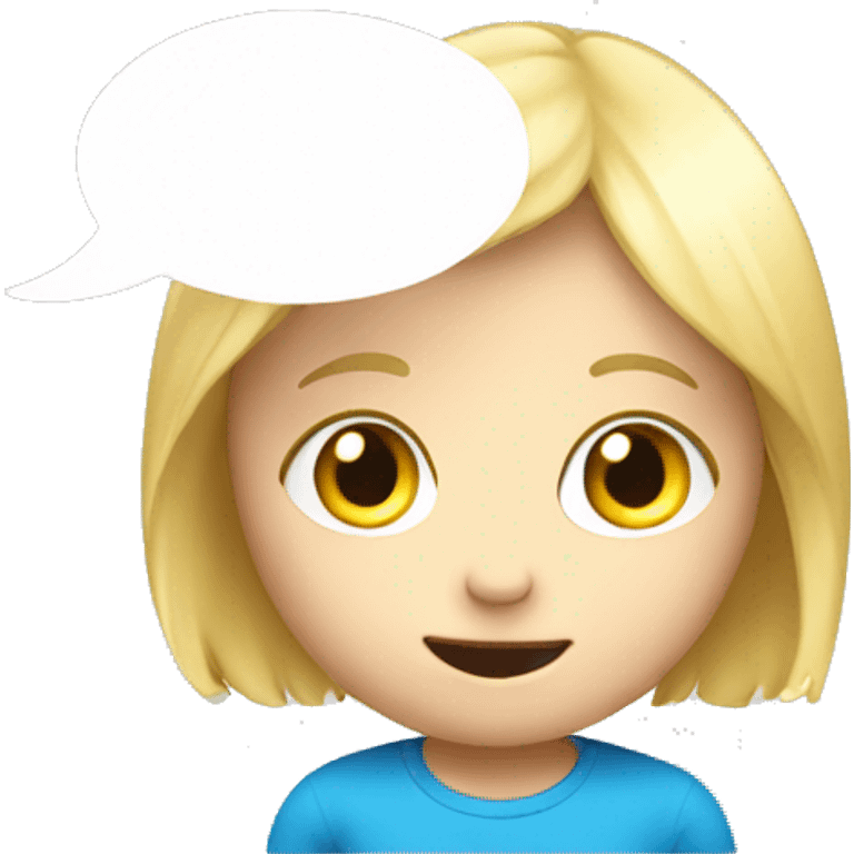 talking blond child with speech bubble near emoji