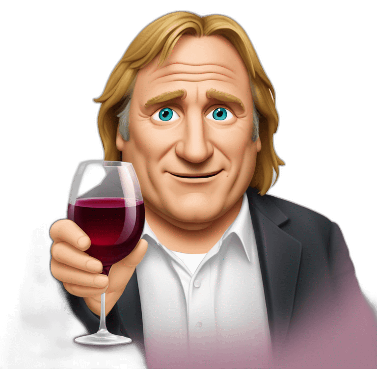 Gérard Depardieu avec verre de vin rouge emoji