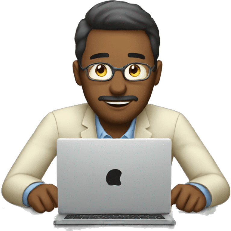 Man working on computer and making much money emoji