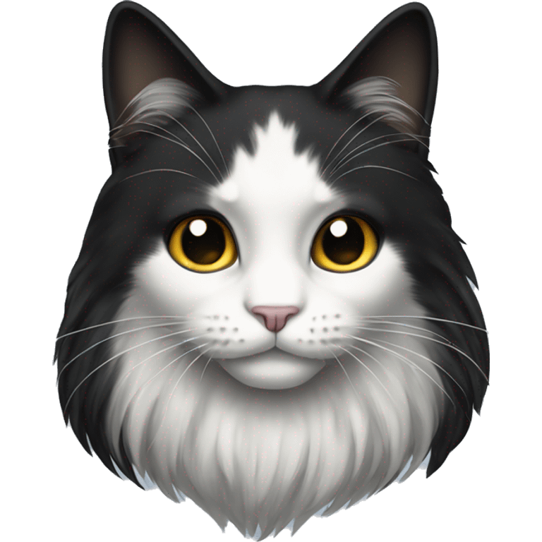 half black and half white long hair cat emoji