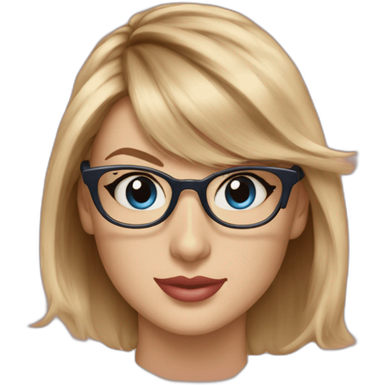 Taylor swift with blue eyes wearing glasses emoji